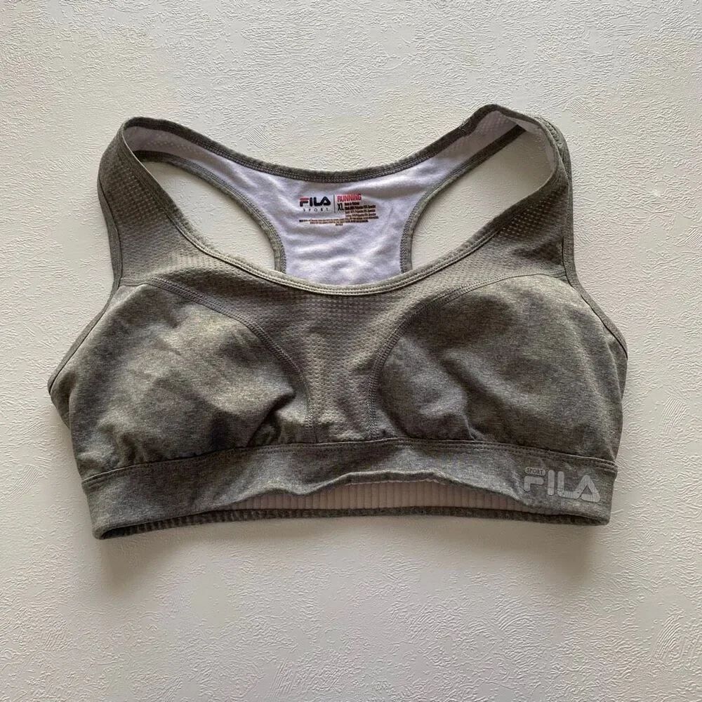 FILA Sport Running Sports Bra XL Gray Racerback Medium Support Athletic